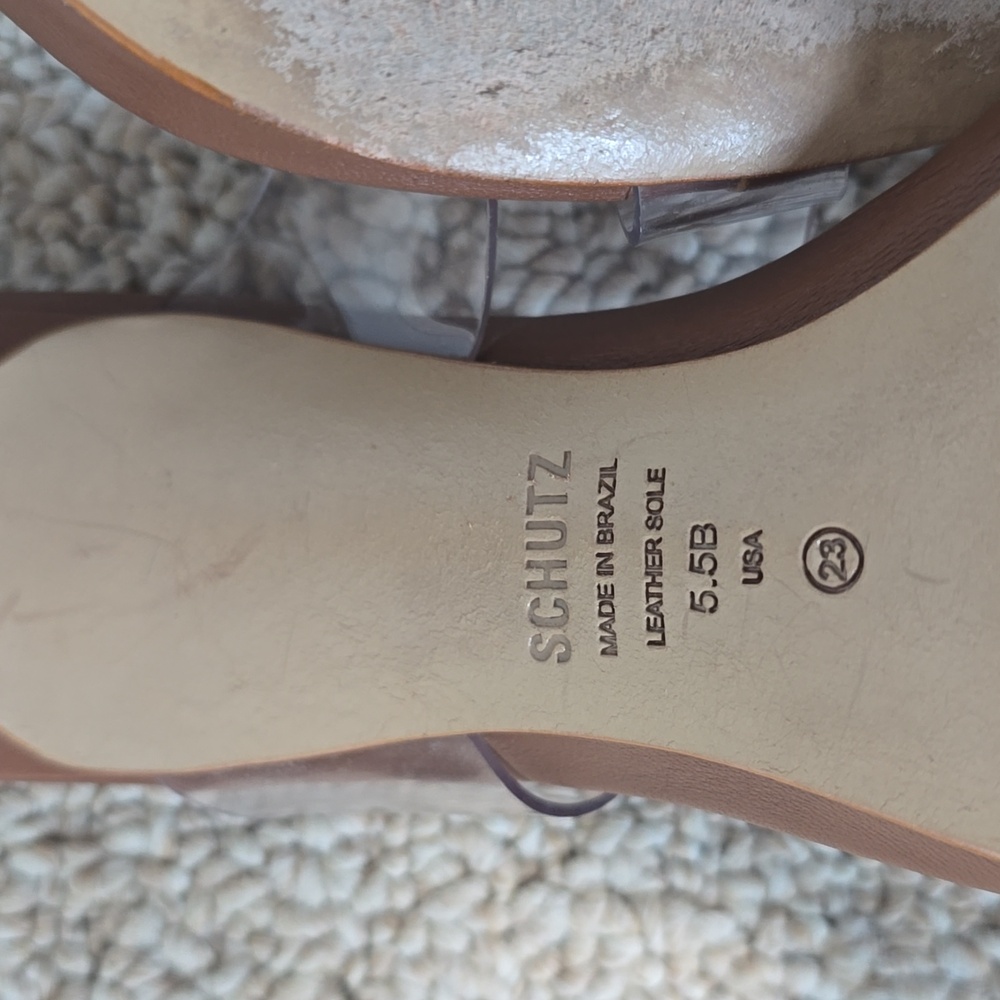 Schutz Ariella Stiletto Sandals Color Wood Size 5.5 - Picture 5 of 6